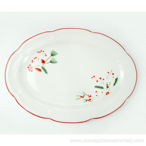 Embossed porcelain dinner set with decal color rim